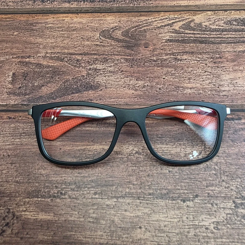 Ray-Ban RB 1549 3652 Black Red Silver Rectangular Eyeglass Frames 48-16-125